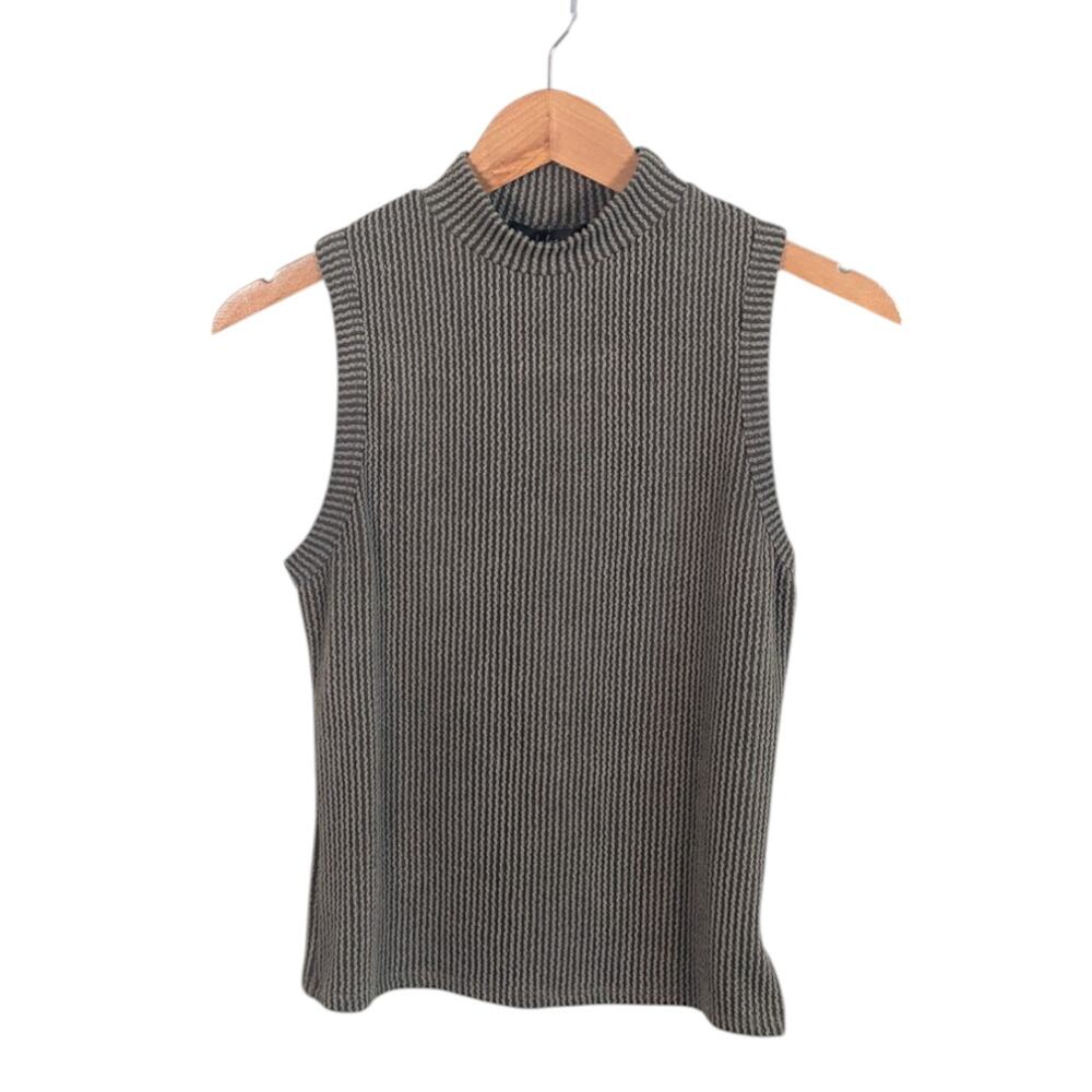 Lulu’s Everyday Appeal Olive Green Ribbed Mock Neck Tank Top Women’s Small